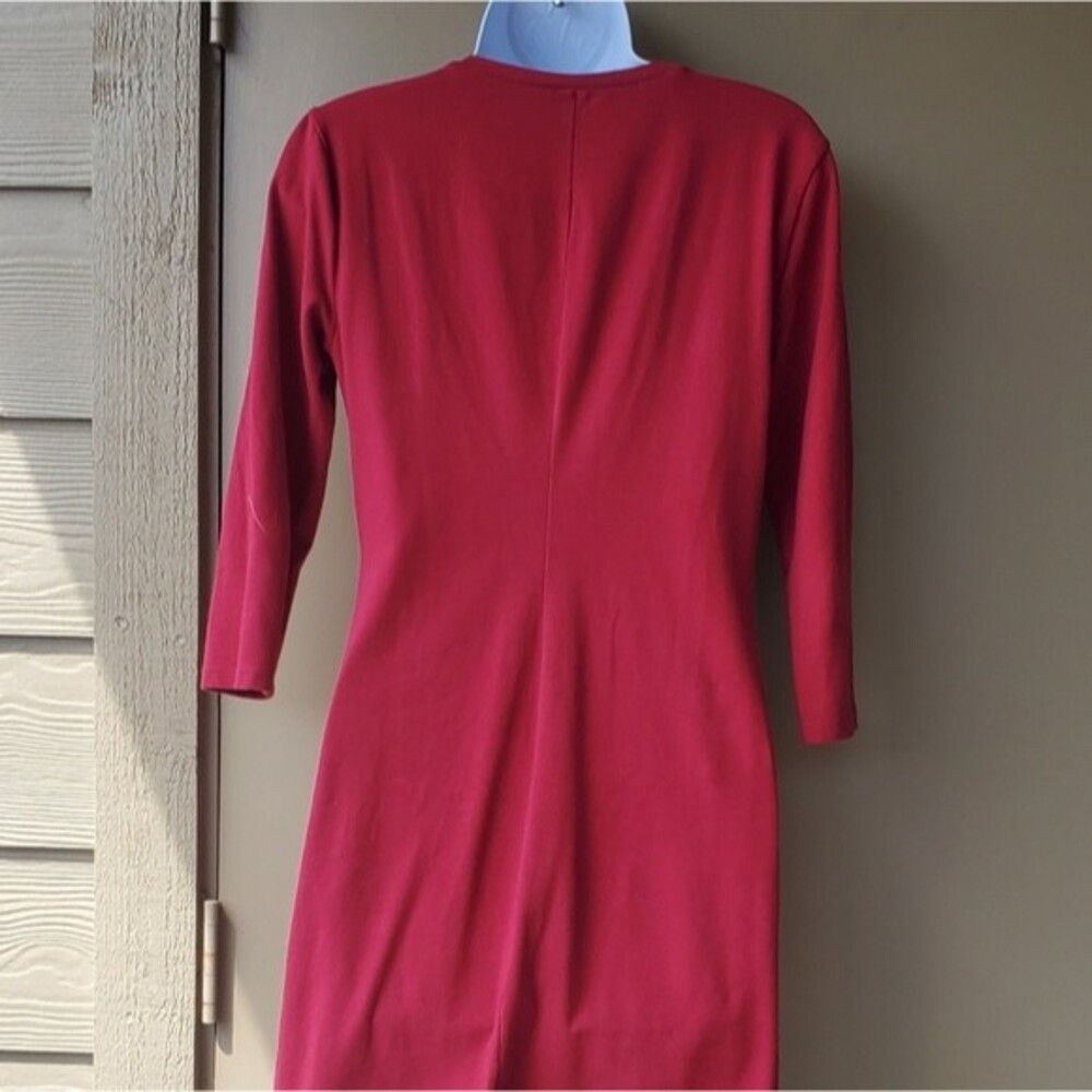 Old Navy 3/4 Sleeve Stretchy Midi Womens Red Petite Dressy Casual Dress sz SP - Picture 6 of 11